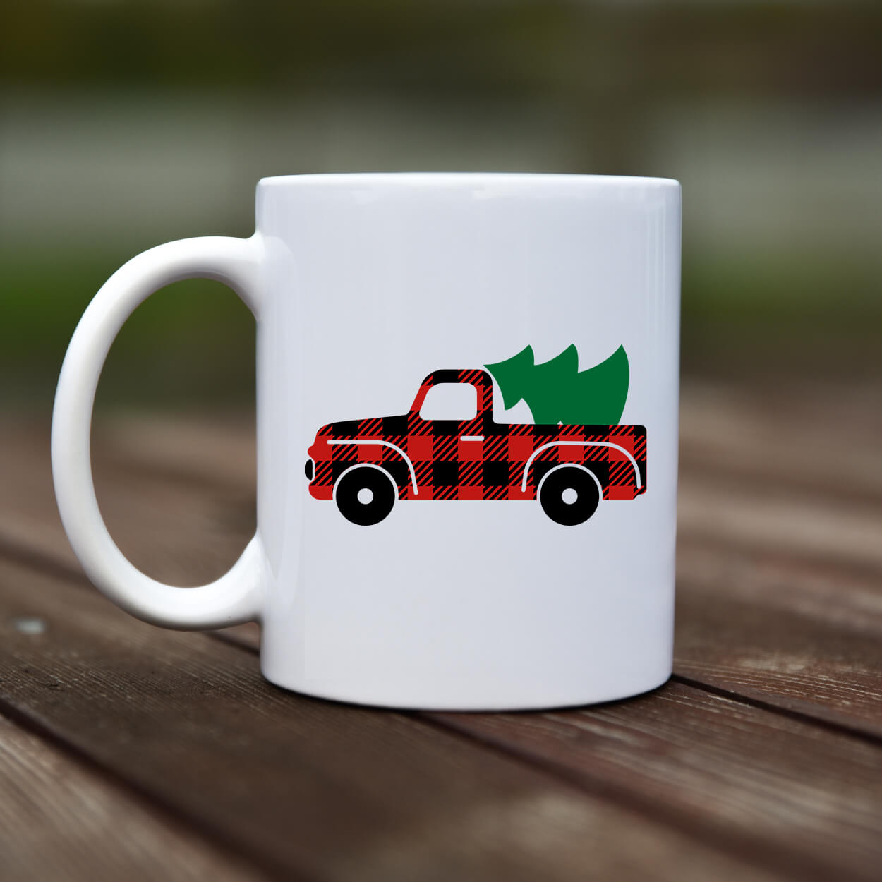 Mug - Christmas buffalo plaid truck - rvdesignprint