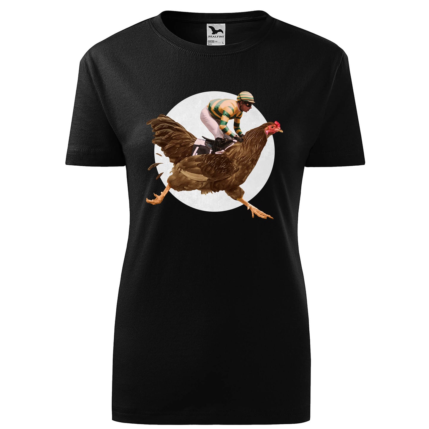 Man riding a chicken t-shirt - rvdesignprint