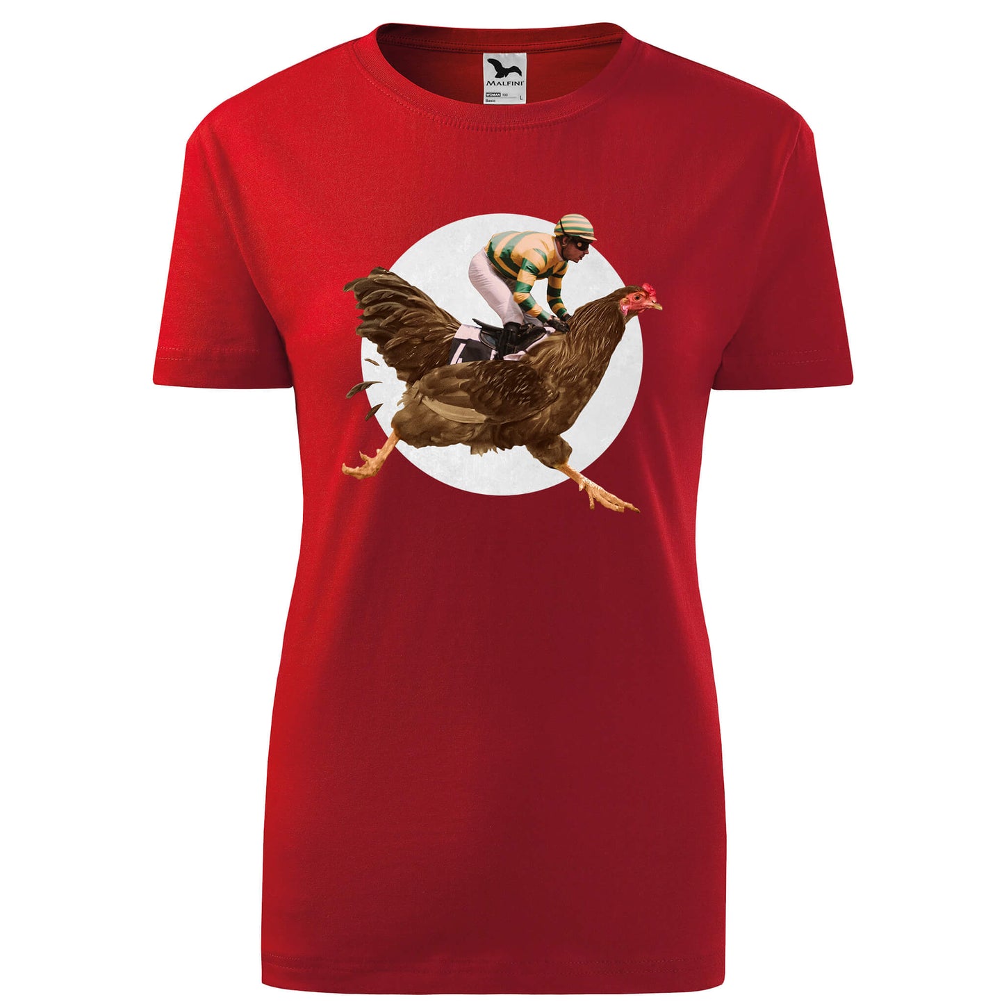 Man riding a chicken t-shirt - rvdesignprint