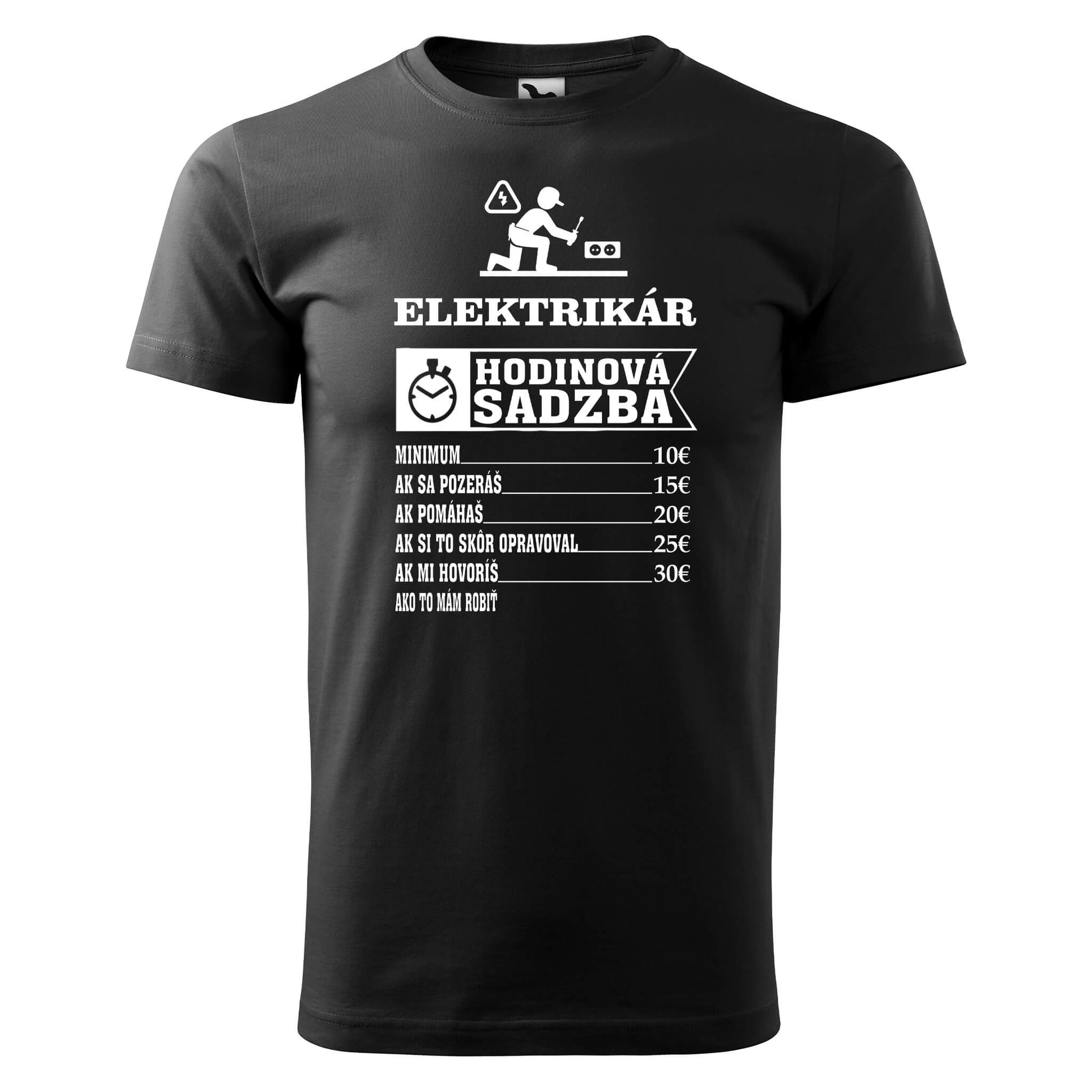 T-shirt - Elektrikár hodinová sadzba - rvdesignprint