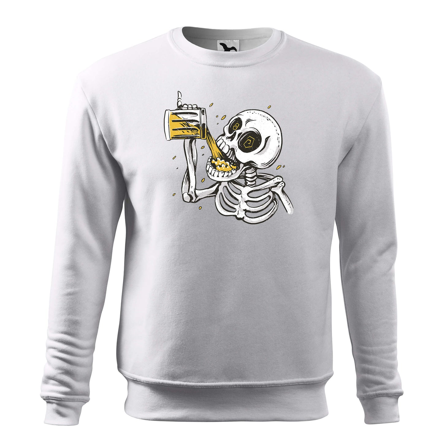 Sweat-shirt squelette buvant de la bière - hommes