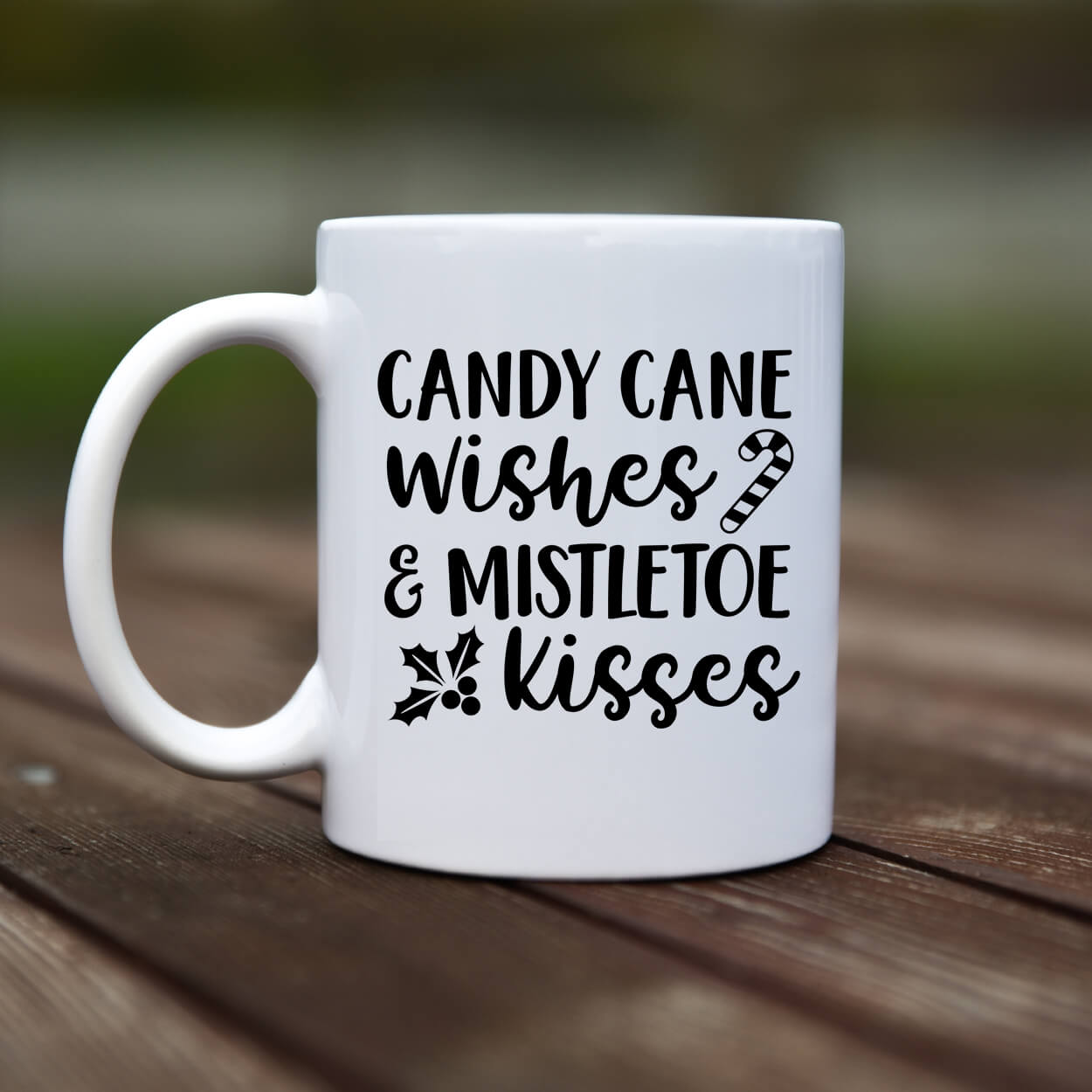 Mug - Candy cane wishes mistletoe kisses - rvdesignprint