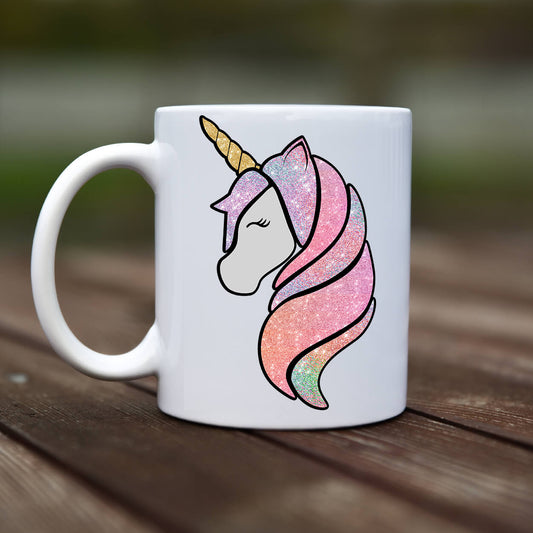 Mug - Glitter unicorn head - rvdesignprint