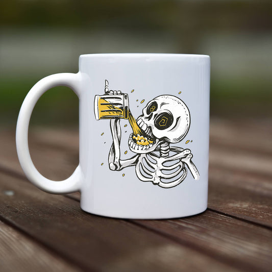 Mug - Skeleton drinking beer - rvdesignprint